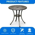 thumbnail image 3 of DWVO 25" Outdoor Dining Table with Umbrella Hole, Round Cast Aluminum Patio Dining Table for Backyard, Garden, Patio, Porch, Black, 3 of 6