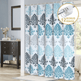 thumbnail image 1 of ComfiTime Boho Shower Curtain with Hooks – Heavy-Duty Mold/Mildew-Resistant, Weighted-Hem Fabric Bathroom Curtain, Water-Repellent, Machine-Washable, Fade-Resistant, Bohemian Design, 72 x 72, Blue, 1 of 13