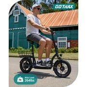 GOTRAX FLEX ULTRA Electric Scooter with Seat, 14 Tire 15.5Mph Power by Peak 500W Motor Comfortable EBike with Carry Basket for Adult