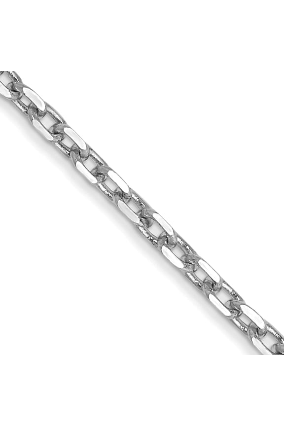 14K White Gold Wg 1.8mm D/C Round Open Link Cable Chain (22 X 1.8) Made In Peru pen198-22