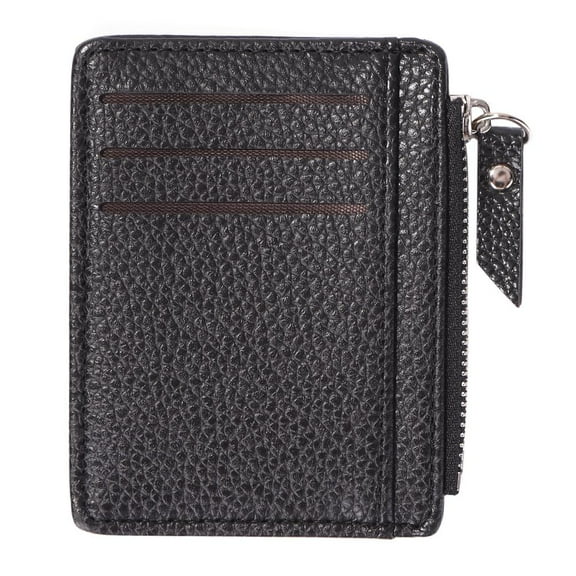 Yucurem 5pcs Women Retro Leather Coin Purse Zipper Litchi Pattern Card Holde(Black)