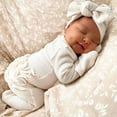 thumbnail image 3 of Newborn Baby Girl Ruffle Romper Knit Sweater Onesie Jumpsuit Long Sleeve Zipper Onesie Solid Fall Winter Outfits, 3 of 6