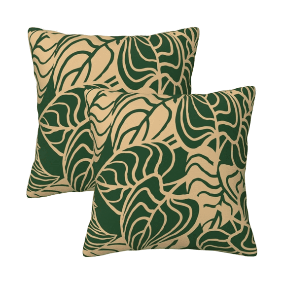 Tropical Green Plant Throw Pillow Covers 18x18 Inch Set of 2 Summer Sage Green Palm Leaves Decorative Pillow Cases Farmhouse Cushion Covers for Couch Sofa Bed Living Room Decor