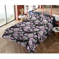 thumbnail image 4 of Ambesonne Flowers Fitted & Flat Sheet with Sham 3 Pcs Set, Romantic Bouquet Love Print, Twin, Pale Fuchsia Black and Teal, 4 of 5