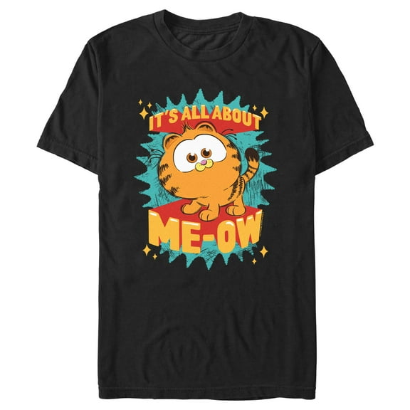 Men's The Garfield Movie It's All About Me-Ow Graphic Tee Black Medium