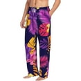 thumbnail image 2 of Balery Men'S Purple Flower Pants,Sleepwear Pants,Pajama Pants,Pj Bottoms Drawstring And Pockets-Small, 2 of 9
