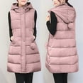 thumbnail image 5 of Yigetop Long Puffer Vest Women, Women's Casual Zipper Pocket Loose Hooded Sleeveless Long Coat Vest Fall Clothes for Women Pink A, 5 of 5