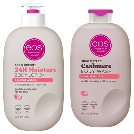 Bundle of eos Shea Butter Lotion & Body Wash, Coconut Waters, for Dryness 16oz
