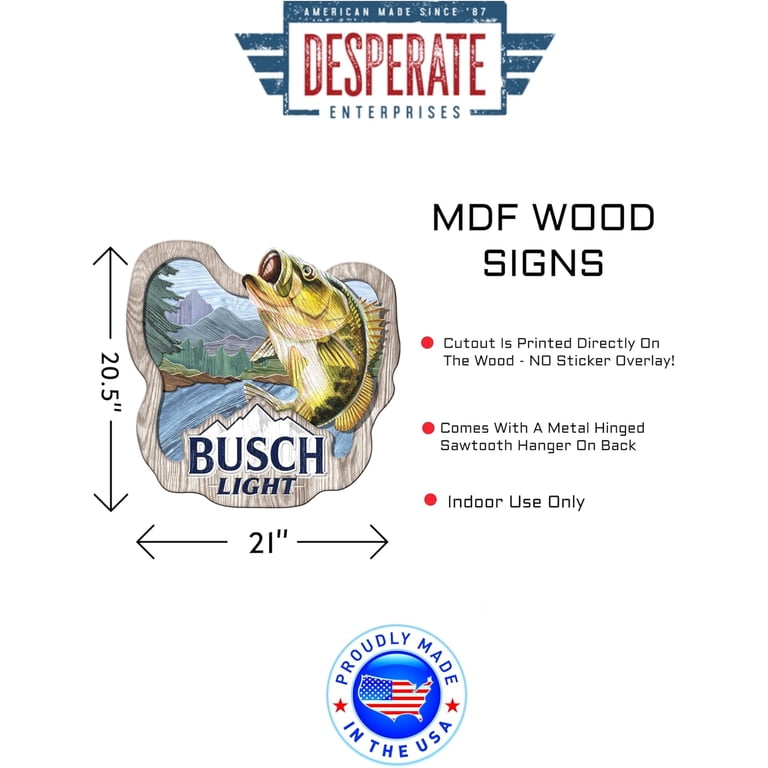 Desperate Enterprises Busch Light Fishing MDF Wood Wall Sign 23 x