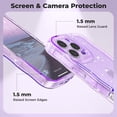 thumbnail image 5 of Phone Case for iPhone 14 Pro Max,Cute Clear Curly Wavy Frame Wave Case with Sparkly Bling Glitter,Non-Yellowing Transparent Acrylic Hard PC Cover for iPhone 14 Pro Max,Glitter Clear Purple, 5 of 15