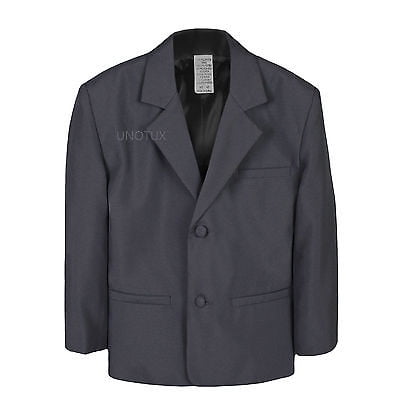 Boys Toddler Kid Formal Wedding Party Dark Gray Blazer Style Jacket Coat sz S-14
