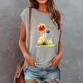 thumbnail image 3 of Gibobby Playera de Verano para Mujer Mujeres Cap manga verano Casual Tops cuello en V Color sólido Casual camisas blusa holgada(Gris,XL), 3 of 4