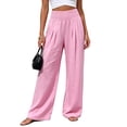 thumbnail image 2 of Zeijnsda Womens Casual Pants Summer Lightweight Loose Trousers for Women Fashionable Solid Color Stretch High-waisted Pants Comfortable Wide-leg Trousers, 2 of 5