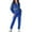 Blue, variant on successthop 2 Pieces Plus Size Lounge Sets Long Sleeve Zip Up Hoodie with Pocket and Sweatpant Color Block Outfits