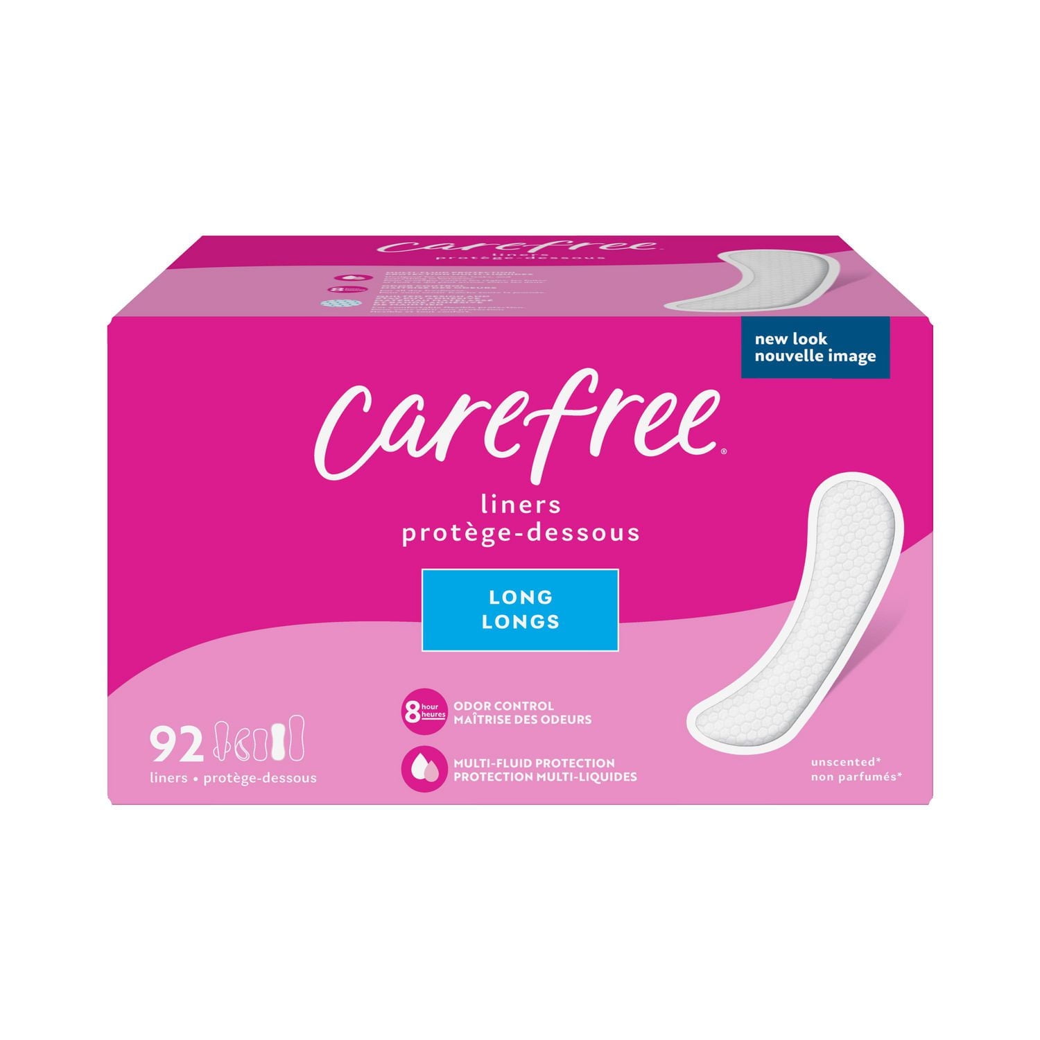 Carefree Acti-Fresh Body Shape Panty Liners Long Pack of 92 Liners, 92 Panty Liners