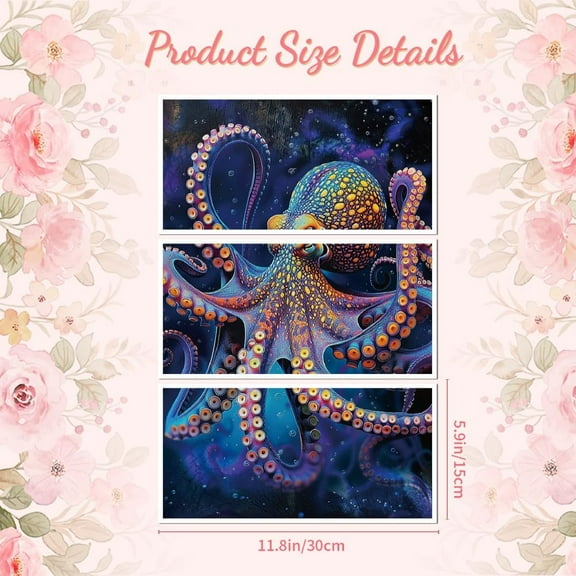 Rub on Transfer Decal Sticker for Furniture Craft Decor 6"x12" Big Octopus 3Pcs Waterproof UV DTF Transfer for Drawer Dresser Glass Porcelain Wood Plastic