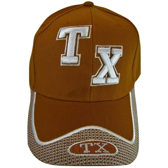 Texas TX Netting on Bill Adjustable Baseball Cap (Orange)