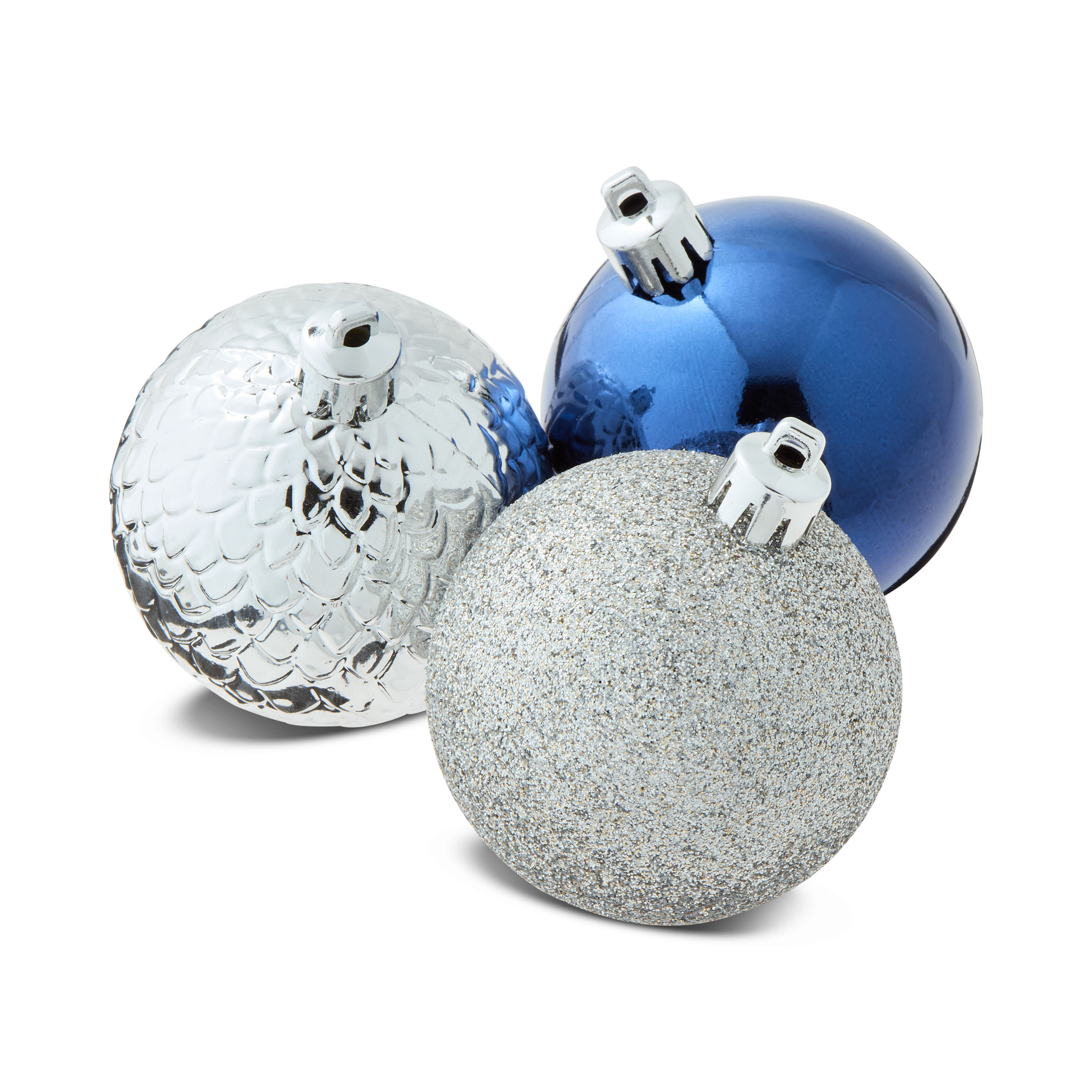 24-Count Navy and Silver Shatterproof Ball Christmas Ornaments, 2.36 in, by Holiday Time