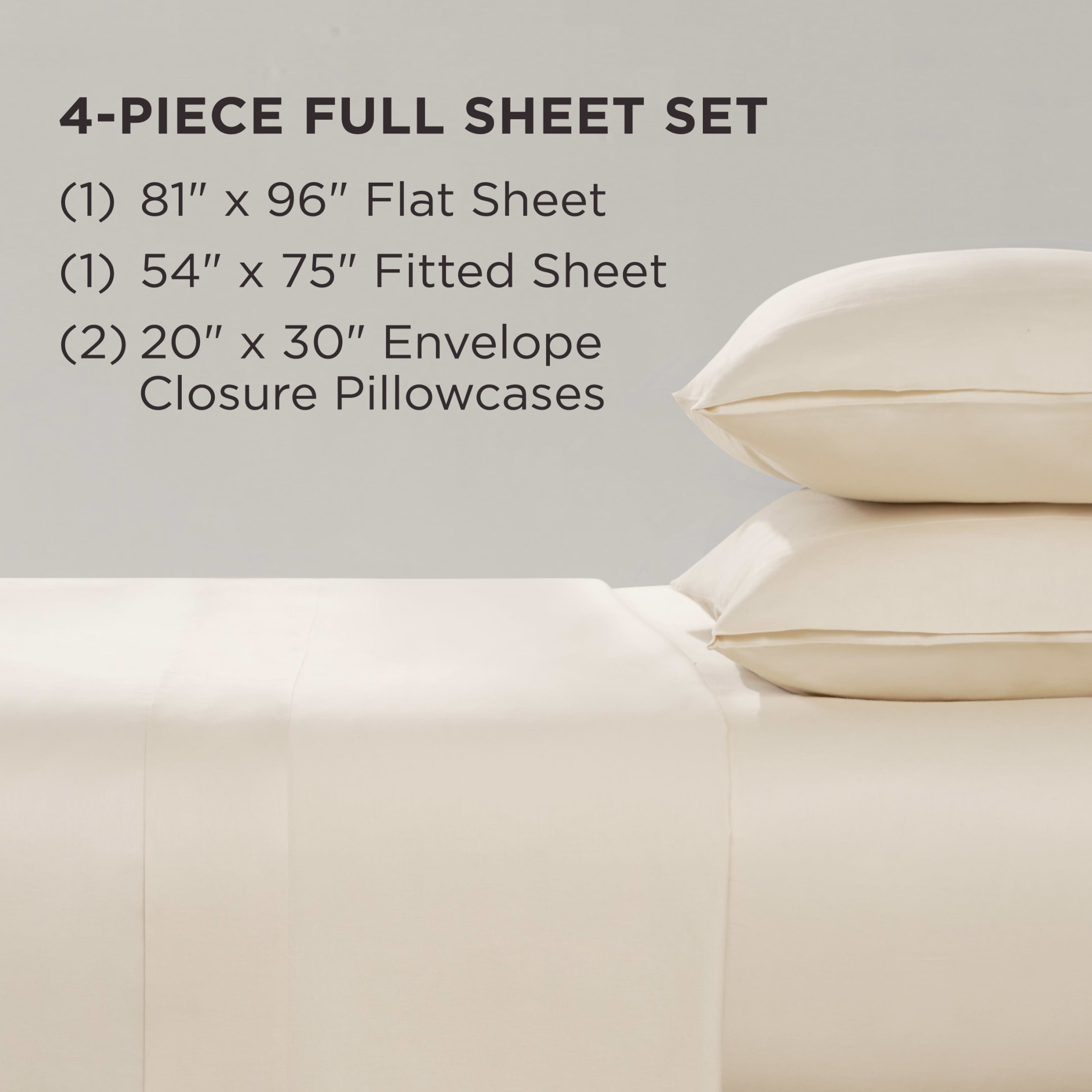 The Sheet Lab Cloud Embrace Sheet Sets, 4-Piece Full, Beige