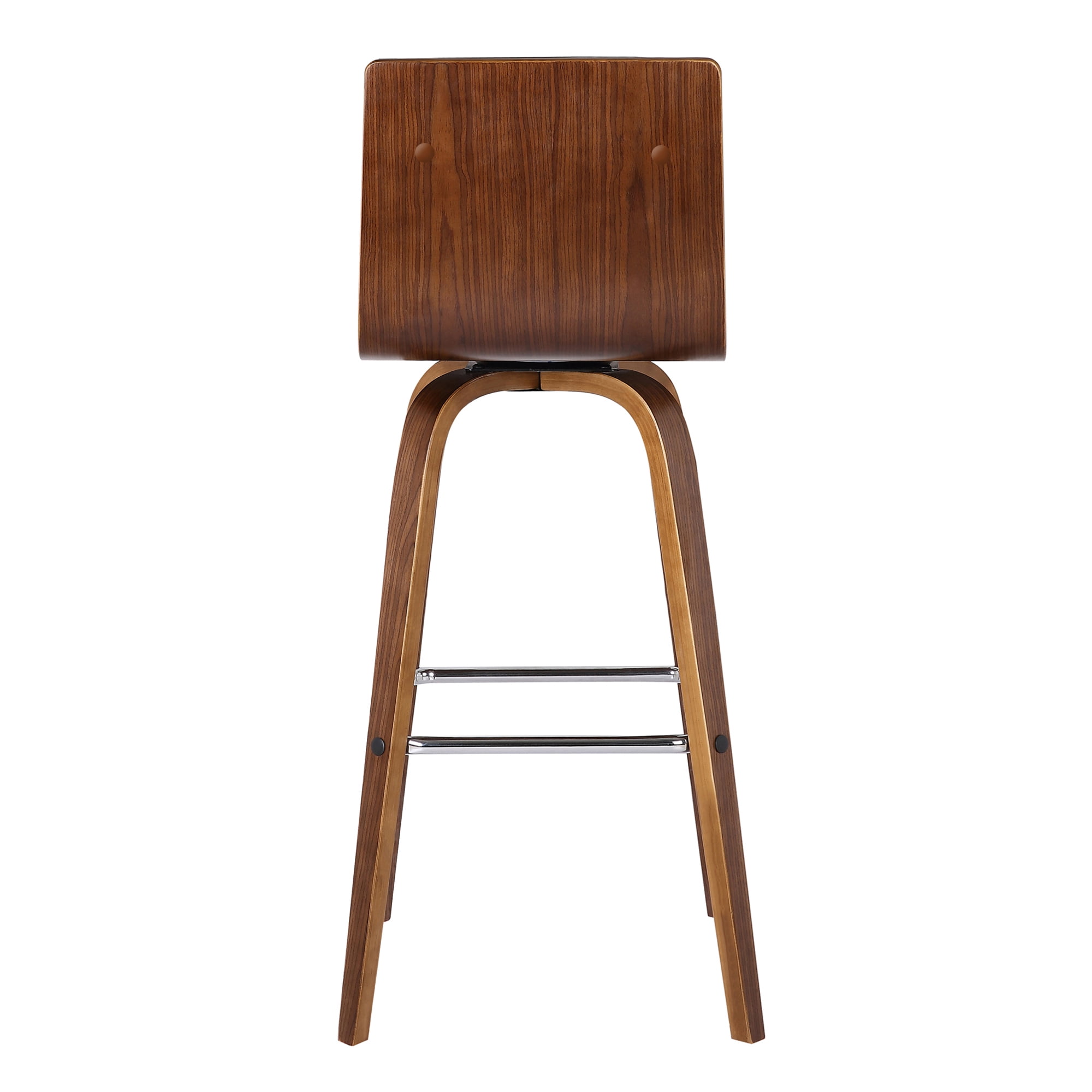 Vienna 26" Swivel Counter Stool in Walnut Wood Finish with Brown Faux Leather - Set of 3