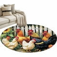 thumbnail image 2 of Retro Rooster Round Area Rug 3.3 FT, Non Slip Small Entryway Kitchen Mat, Farmhouse Watercolor Animals Floral Washable Soft Circular Rug Non-Shedding Door Mat for Bathroom Playroom Kids Room, 2 of 9