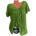 thumbnail image 2 of Patlollav Women Plus Size Shirts for $5 V-Neck Print Pullover Tops Short Sleeve Blouses, 2 of 6