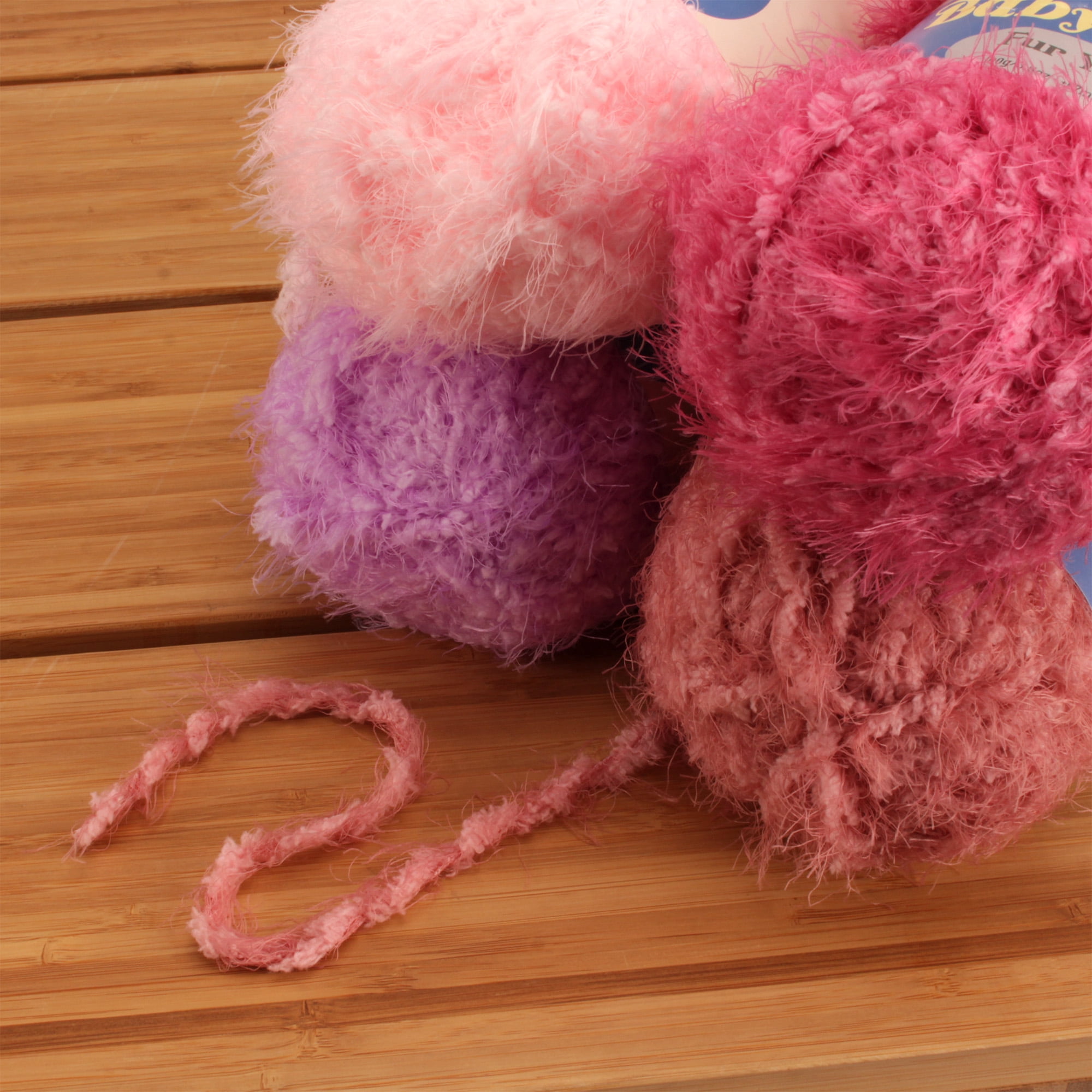 JubileeYarn Baby Bear Faux Fur Yarn - 100g/Skein Chunky Weight Polyester - Shades of Pink - 4 Skeins