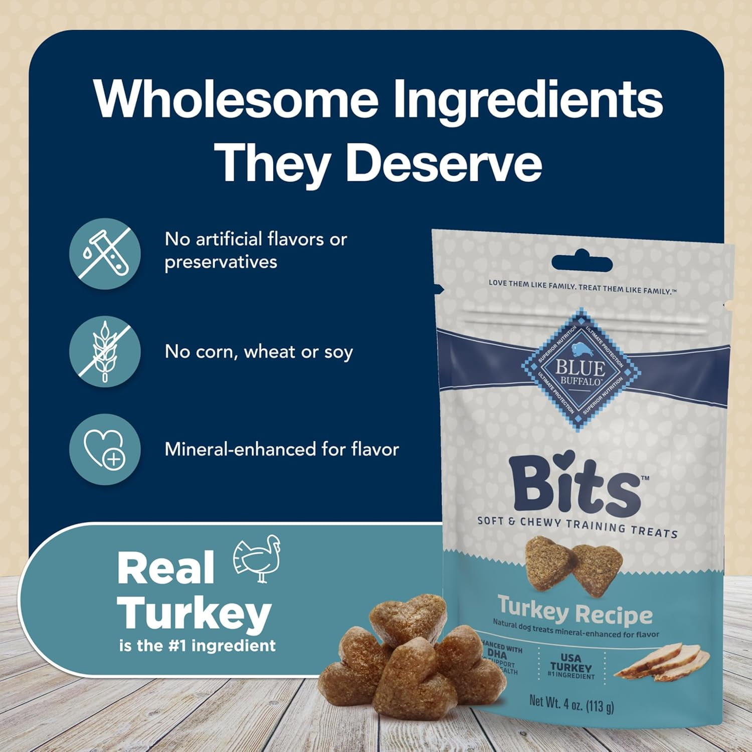 Blue Buffalo Bits Soft Dog Treats for Training, Turkey Recipe 4-oz bag