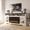 White, variant on Sonegra Fireplace TV Stand with Glass Door for TVs up to 80", 70" Entertainment Center with Fireplace, Media Console for Living Room, Brown