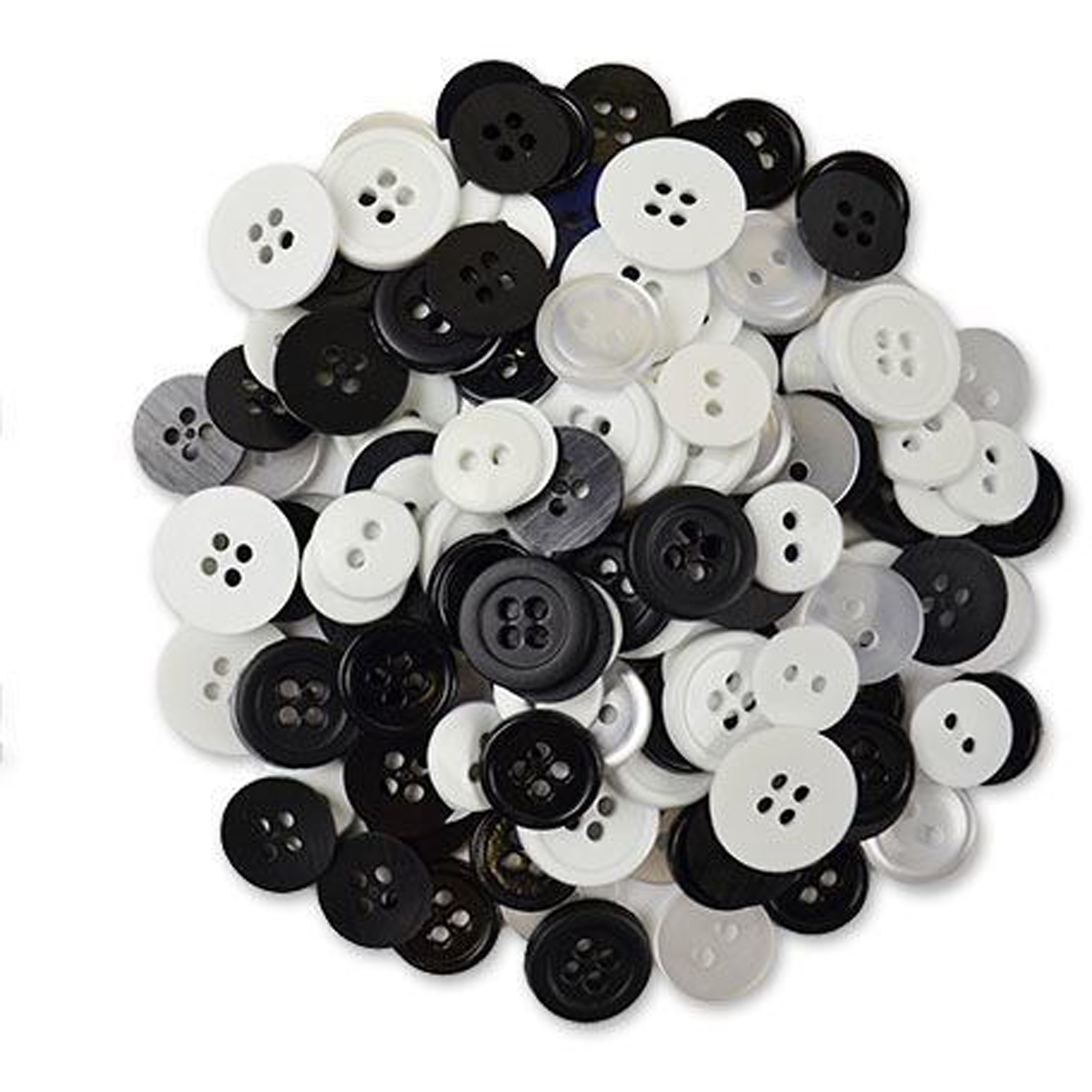 (2 pack) Favorite Findings Black and White Basic Round Sew Thru Buttons, 130 Count