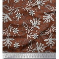 thumbnail image 1 of Soimoi Crepe Silk Fabric Leaves & Floral Block Printed Fabric 1 Yard 42 Inch Wide, 1 of 3