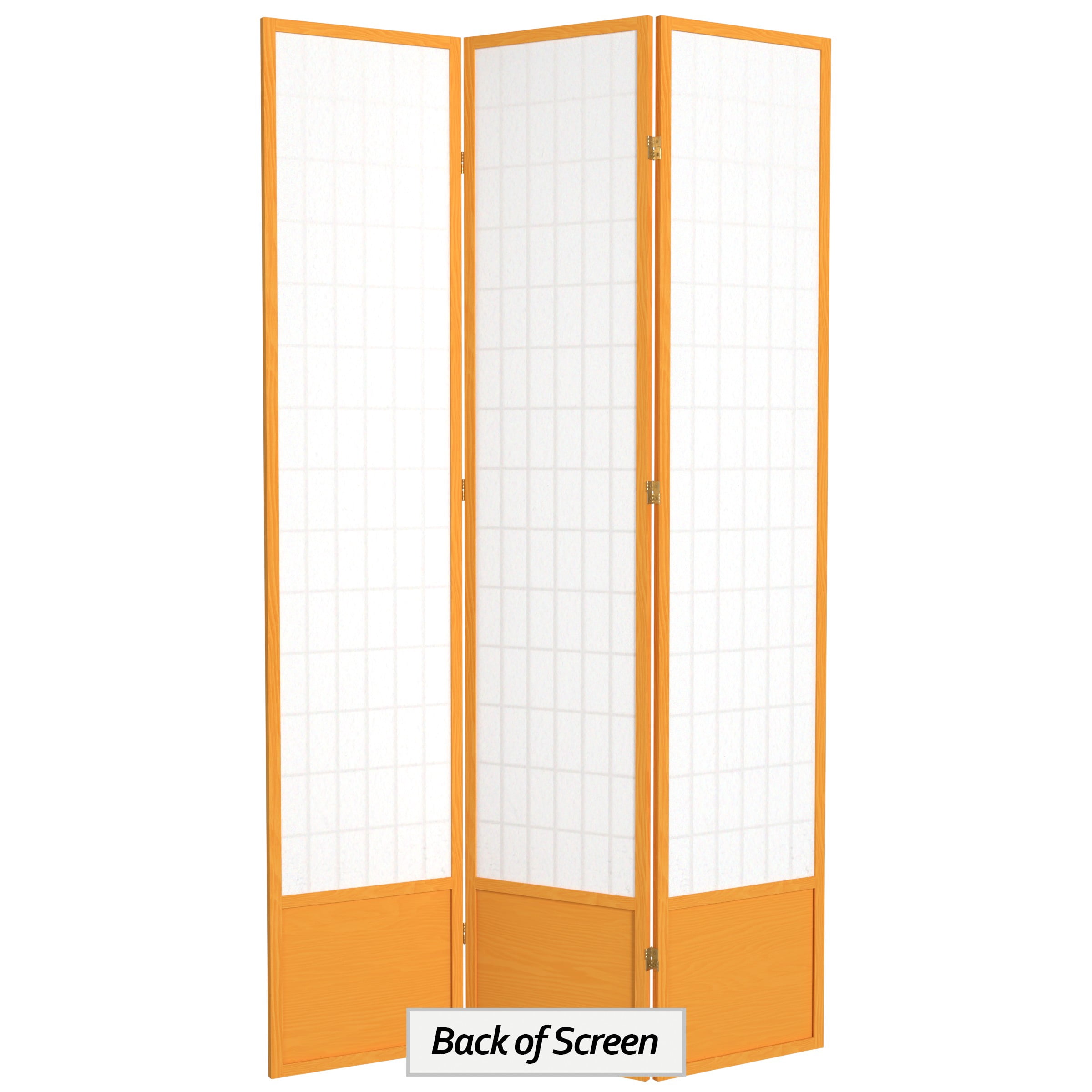 Red Lantern 7 ft. Tall Window Pane Shoji Screen - Honey - 3 Panels