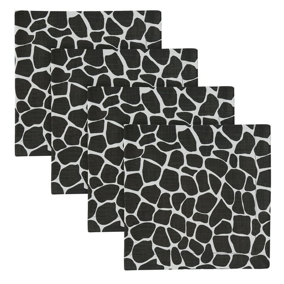 Split P Black Giraffe Printed Napkin Set of 4