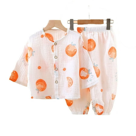 

Toddler Baby Boy Girl Pajama Sets Snug-Fit Lounge Outfit For Kids Cartoon Thin Long Sleeve Summer Homewear Unisex Infant Sleepwear Newborn Nightgowns Pjs Sleepshirt Orange 5-6 Years