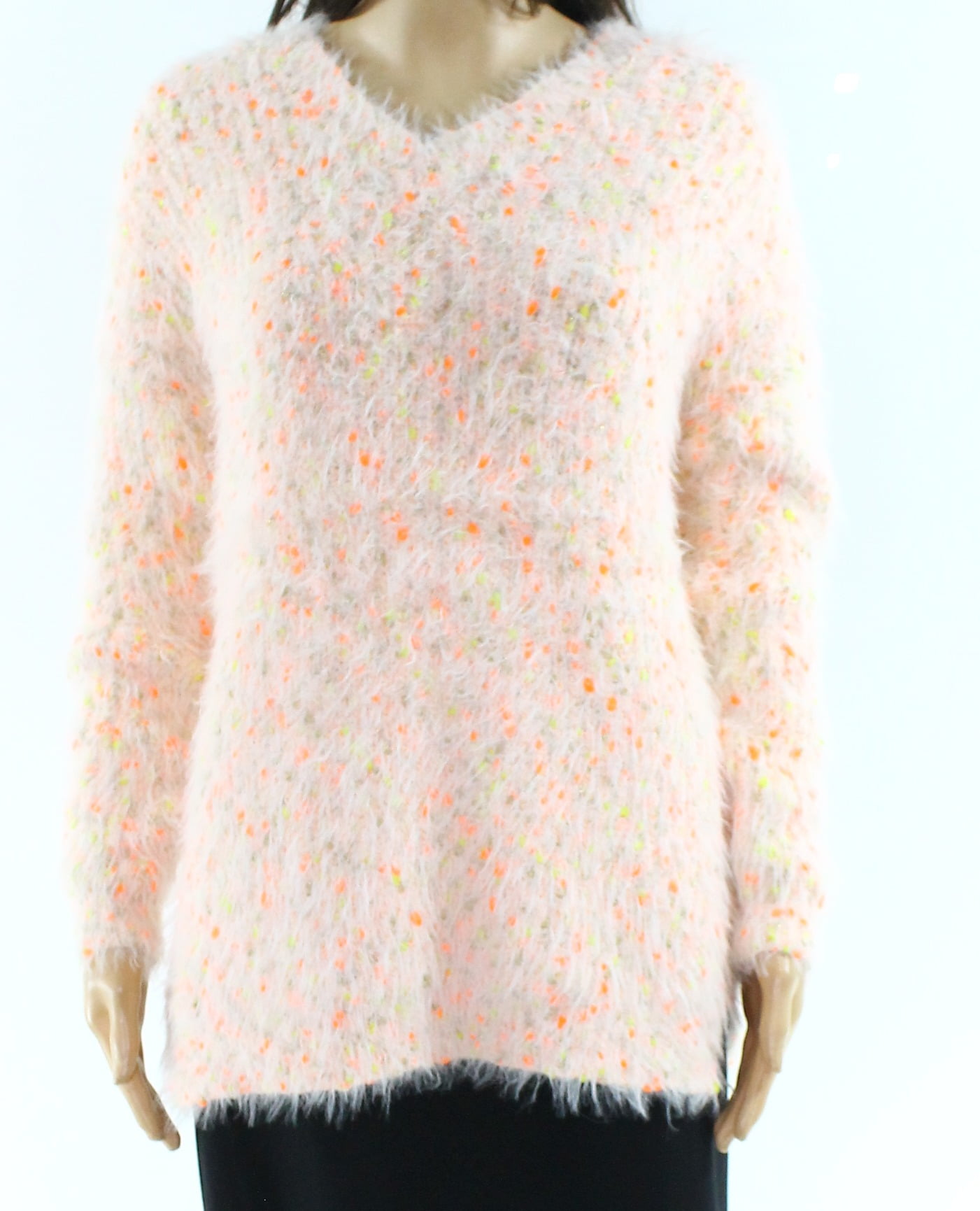 fuzzy v neck sweater