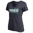 thumbnail image 2 of Women's Navy Seattle Mariners Onside Stripe V-Neck T-Shirt, 2 of 3