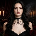thumbnail image 4 of Gothic Lace Choker Necklace for Women, Vintage Red Black Pendant Necklace, Punk Style Hollowed Out Layer Vampire Necklace, Versatile Halloween Accessory for Goth and Alternative Fashion, 4 of 5