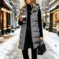 thumbnail image 2 of Staron Women's Winter Vest Hooded Zip Up Lightweight Casual Sleeveless Solid Loose Quilted Puffer Vest Dark Gray S, 2 of 6