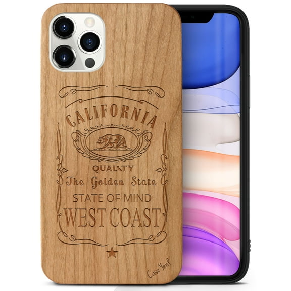 Case Yard Wooden Case Outside Soft TPU Silicone, Slim Fit Shockproof Wood Protective Phone Cover for Girls Boys Men and Women, Supports Wireless Charging West Coast Design case for iPhone-11-Pro-Max