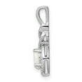 thumbnail image 2 of 925 Sterling Silver Polished Simulated Opal and Diamond Pendant Necklace 13x7mm Wide Pendant for Women, 2 of 4