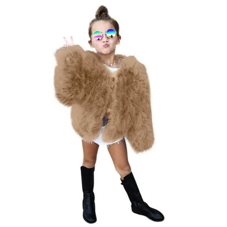 

nsendm Toddler Baby Kids Girls Sweater Coat Winter Windproof Thicken Soft Jacket Coat Little Girls Jackets Coat Khaki 2-3 Years