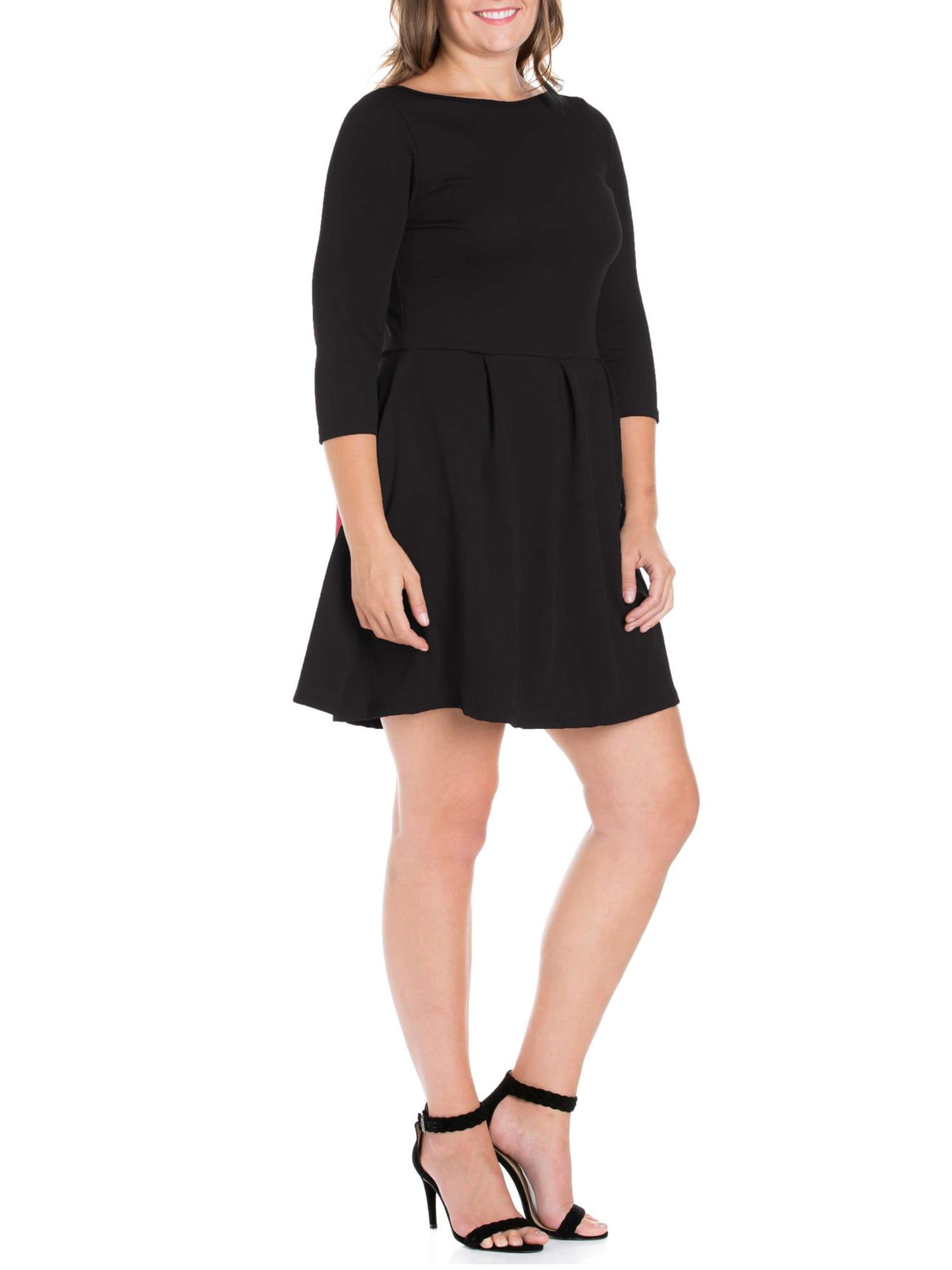 24/7 Comfort Apparel Women's Plus Size Perfect Fit and Flare Pocket Dress