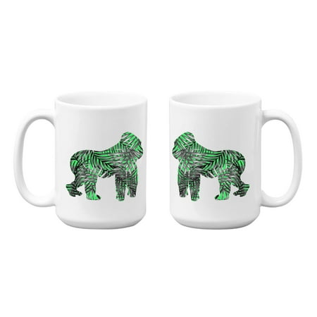 

Leaves Pattern Gorilla on 15 oz White Ceramic Mug (Pattern4)