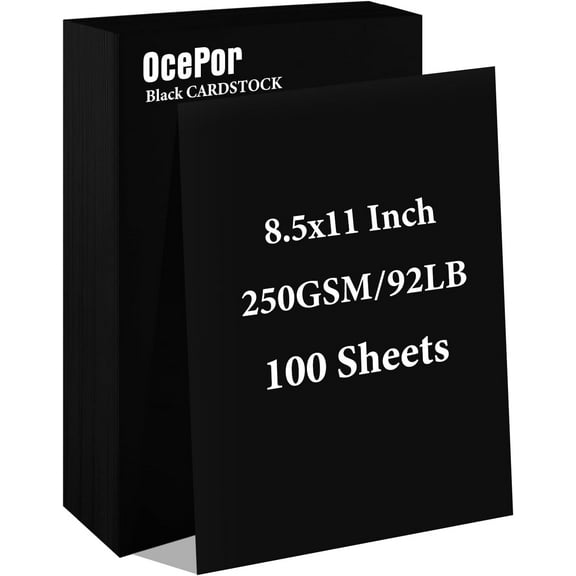 100 Sheets Black Cardstock 8.5” x 11”, 92lb/250gsm Card Stock, Thick Stock , Heavy for Printer, Resume, Scrapbooks, Art, Crafts, Business Cards