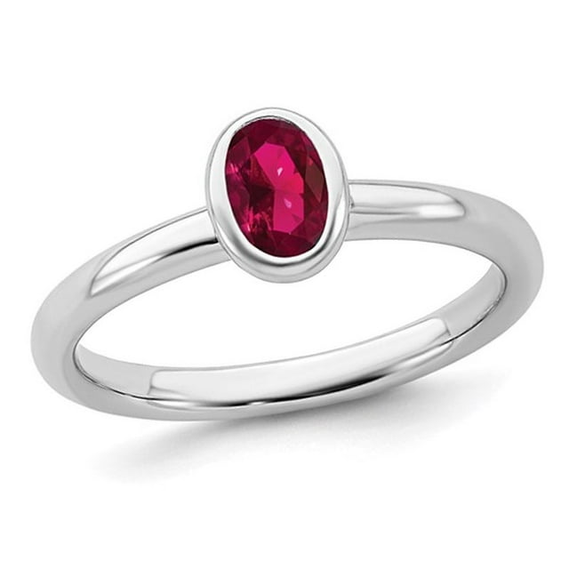 Bague rubis créée à 1/2 carat (CTW) en argent sterling