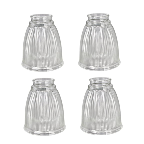 Aspen Creative 23025-4, Transitional Style Replacement Bell Shaped Clear Ribbed Glass Shade, 2 1/4" Fitter Size, 5" high x 4 1/4" diameter, 4 Pack