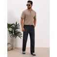 thumbnail image 5 of DARING DIVA Men's Henley Short Sleeve Button Down Jacquard Knitted T-Shirt XL Khaki, 5 of 7