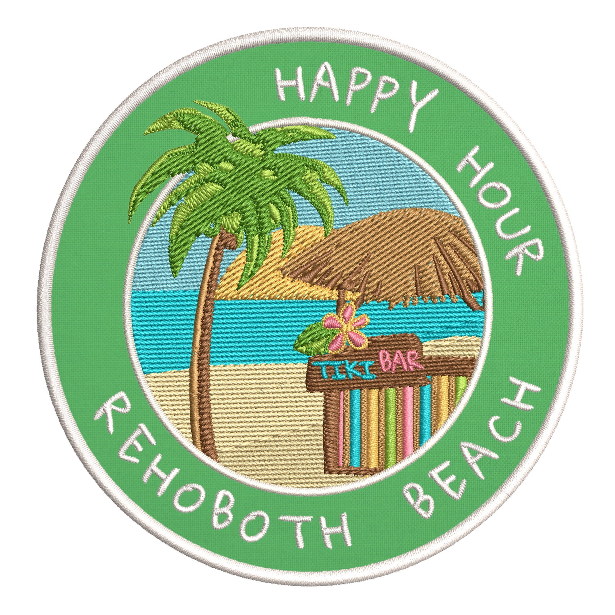 Happy Hour! Rehoboth Beach, Delaware 3.5 Inch Iron Or Sew On