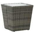 thumbnail image 1 of vidaXL Tea Table Grey 41.5x41.5x43 cm Poly Rattan and Tempered Glass, 1 of 5