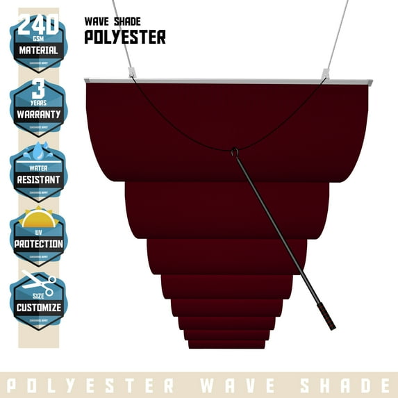 TANG Sunshades Depot Waterproof Pergola Shade Cover Retractable Replacement Awning Canopy Wave Shade Red 3'x13'